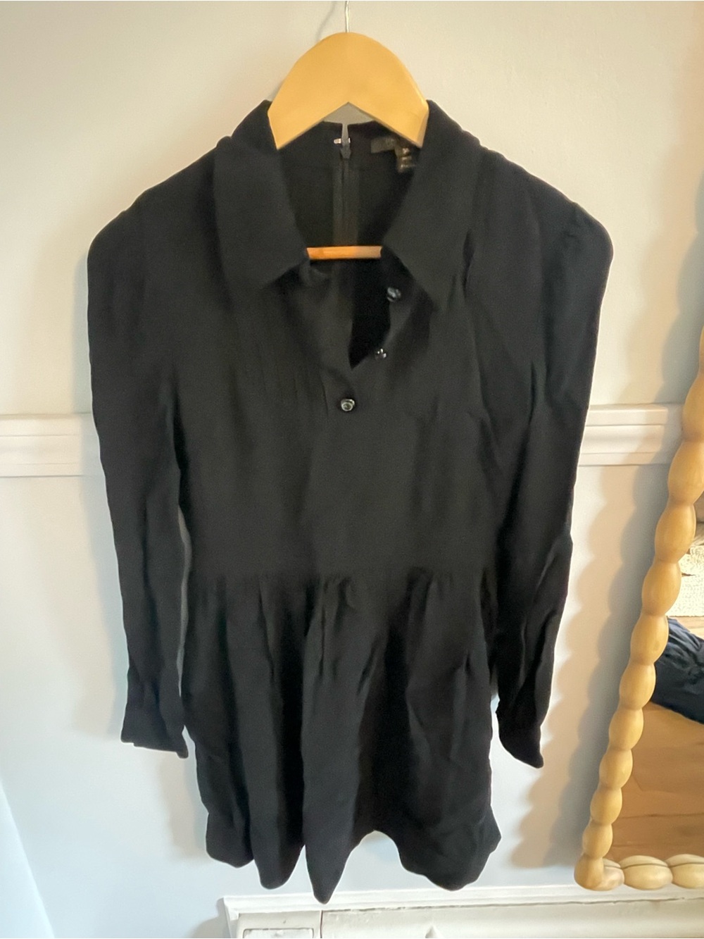 Louis Vuitton Black Long Sleeve Collared Mini Dress